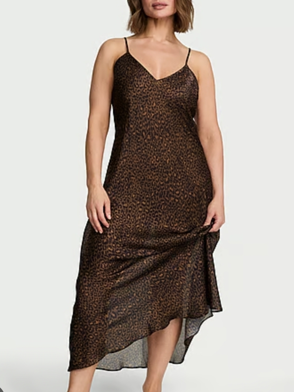 Victoria's Secret
Luxe Sheer Satin Long Slip Dress -Ganache Leopard